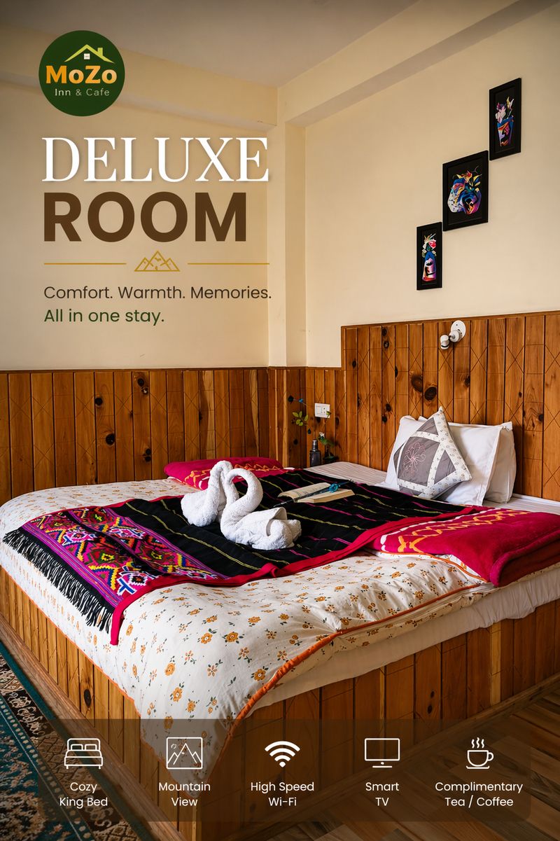 Deluxe private room at Mozo Inn & Cafe with mountain view